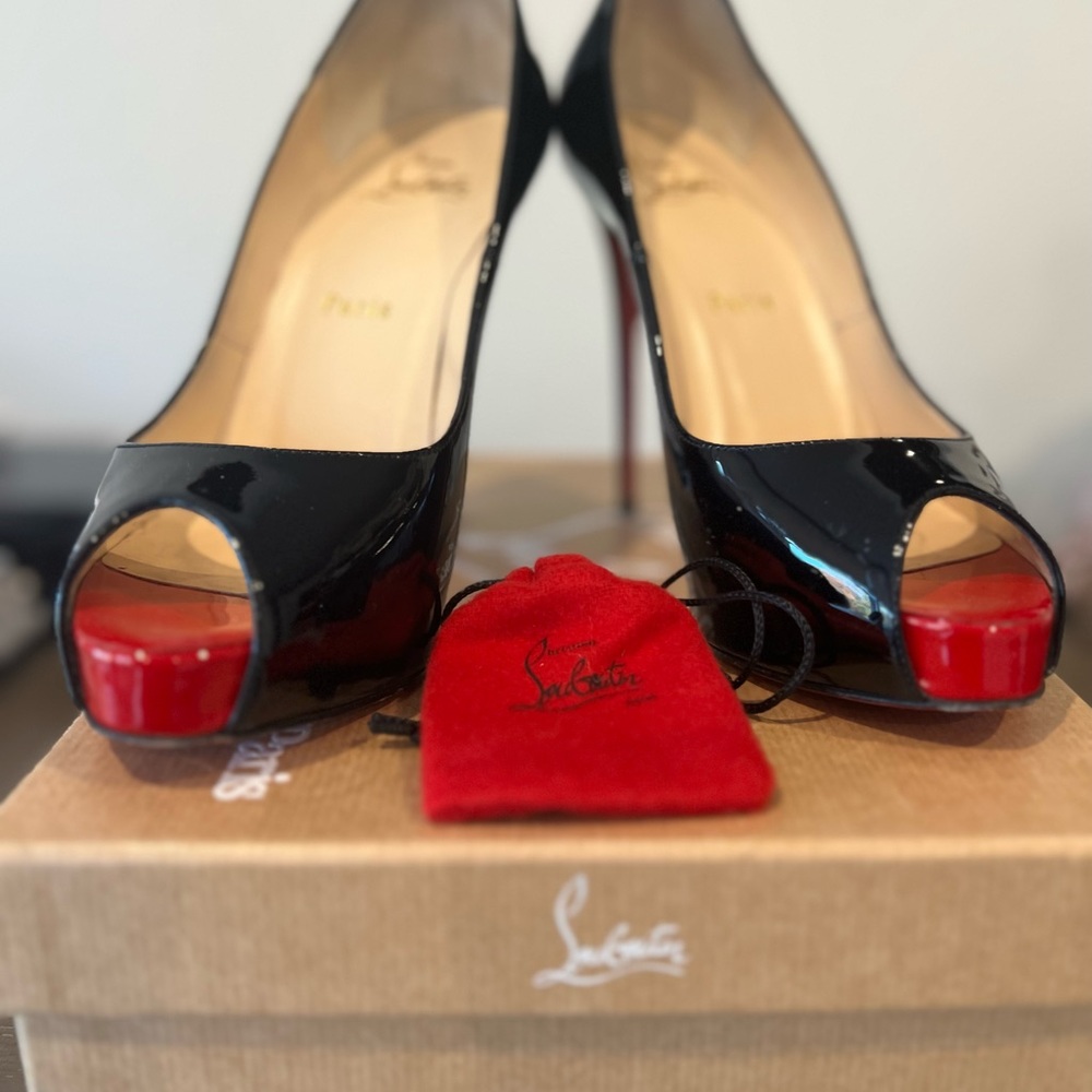 Christian Loboutin New Very Prive black patent 120mm , black&red 37.5 , in box